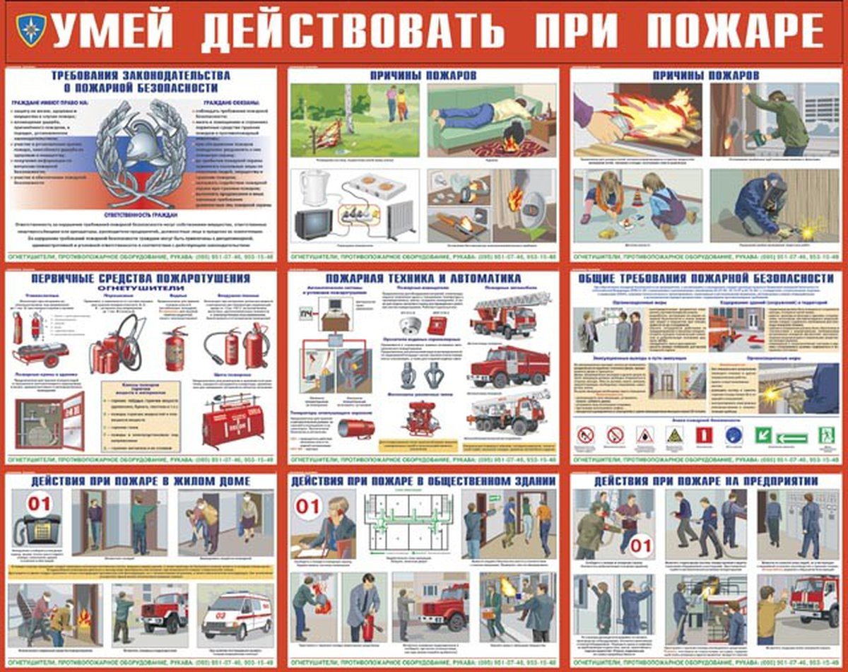 фото Комплект плакатов "Умей действовать при пожаре" (10 листов А3)
