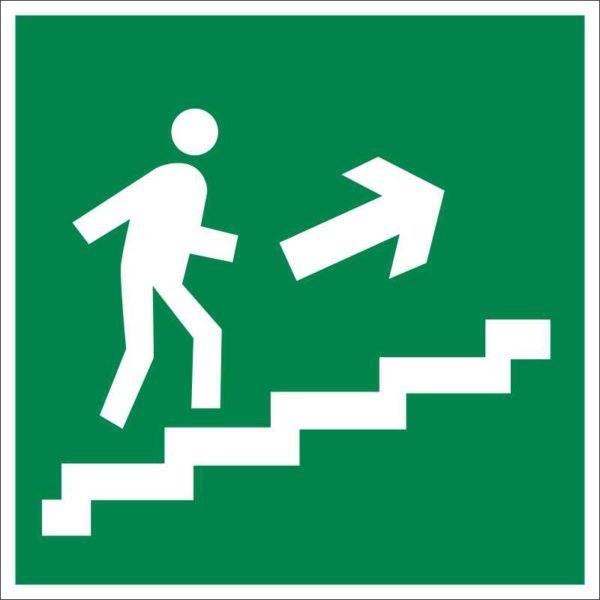 фото Знак Е-15 (Направление к эвакуационному выходу по лестнице вверх (направо))