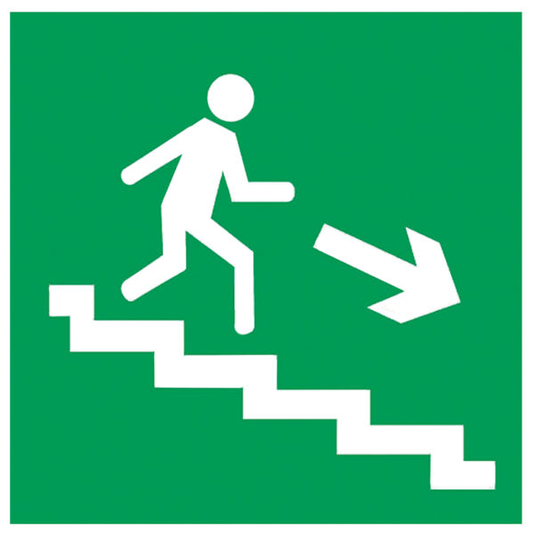 фото Знак Е-13 (Направление к эвакуационному выходу по лестнице вниз (направо))