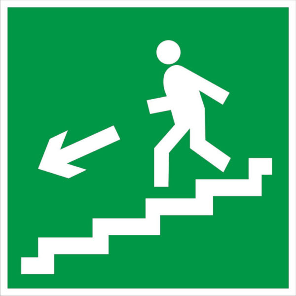 фото Знак Е-14 (Направление к эвакуационному выходу по лестнице вниз (налево))