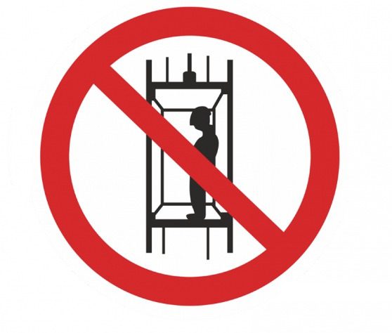 фото Знак P-13 (Запрещается подъем (спуск) людей по шахтному стволу (запрещается транспортировка пассажиров))