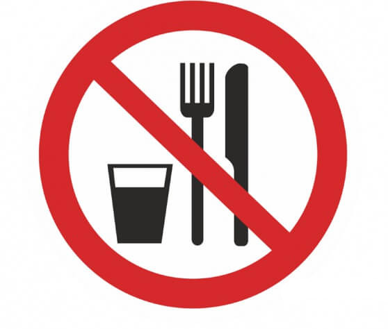 фото Знак P-30 (Запрещается принимать пищу)